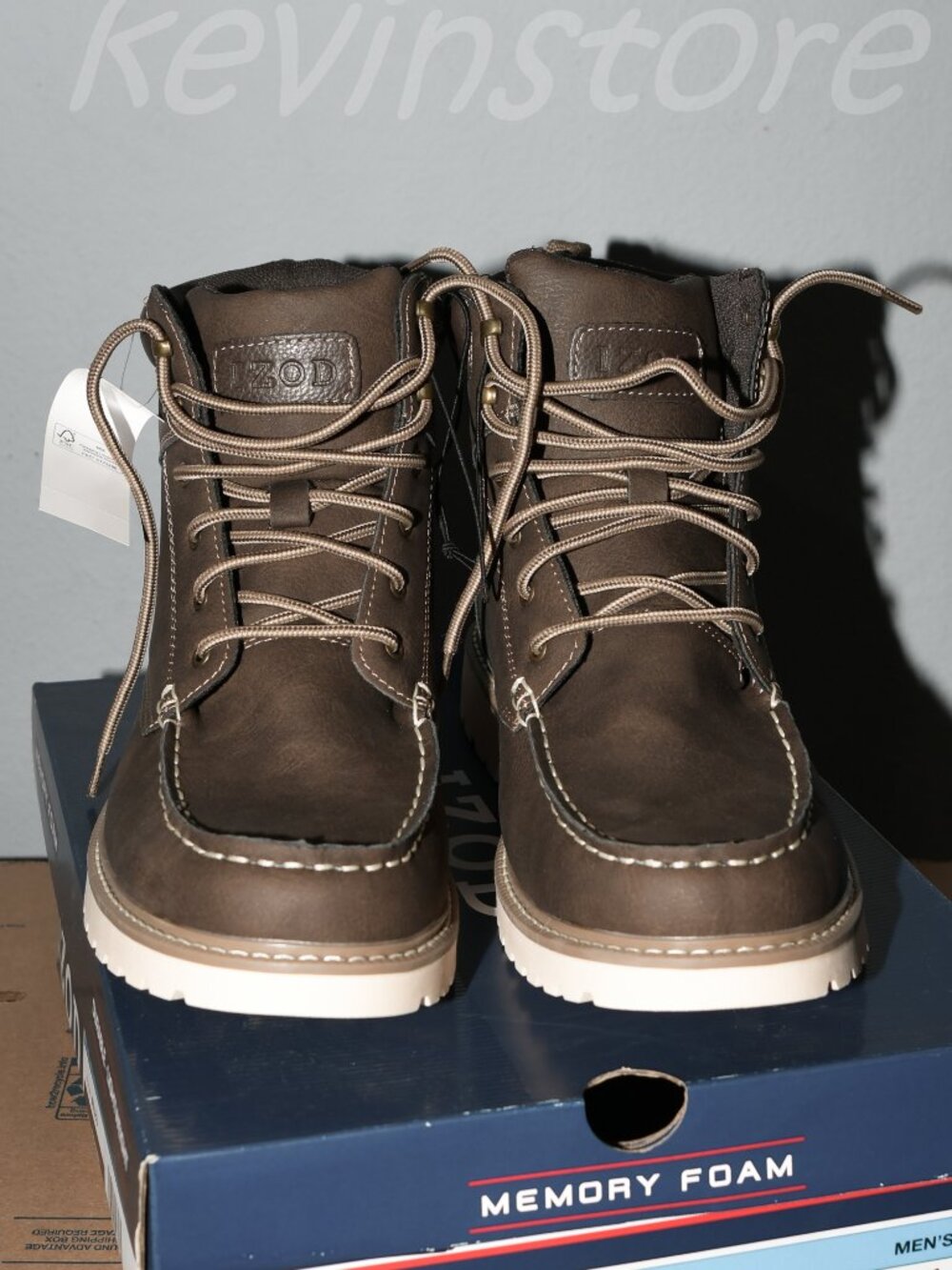 Izod Men's Lace Up Boot Durable Upper Flexible Construction Memory Foam Insole